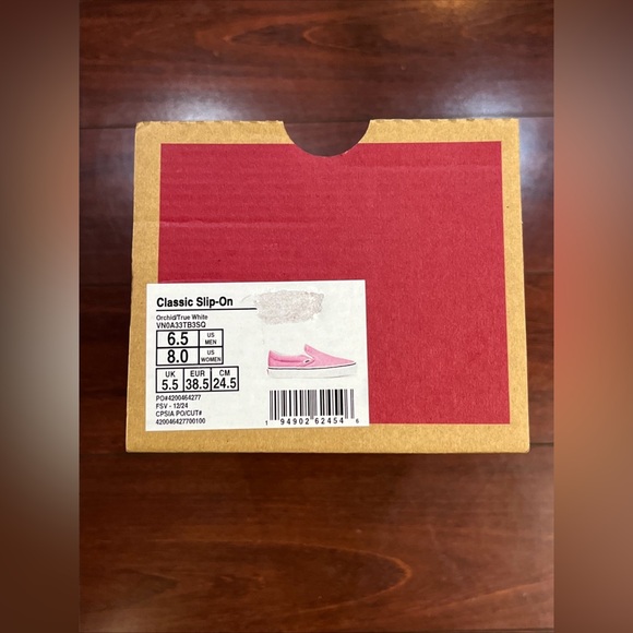 Womens 8 Vans Classic Slip On Orchid White Sneaker Shoe Low Top New HALF BOX - Picture 16 of 16